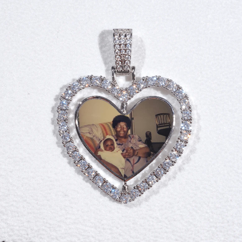 3D Spinning 2-Faced Heart Custom Picture Pendant