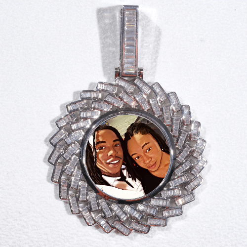 Large 3D Baguette Custom Picture Pendant