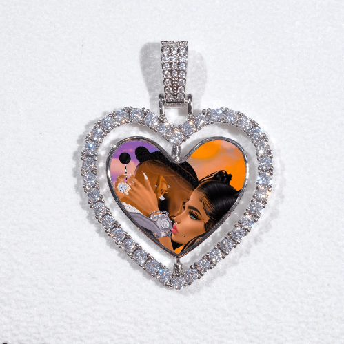3D Spinning 2-Faced Heart Custom Picture Pendant