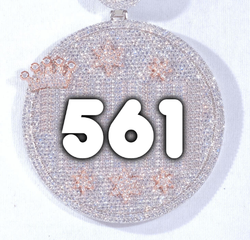 CUSTOM LETTER NECKLACE 3D BIG CROWN DISC