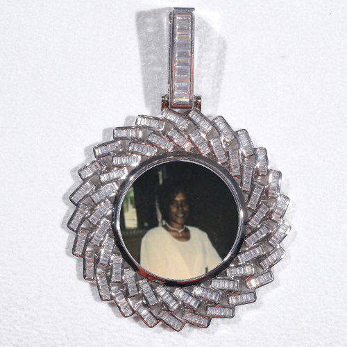 Large 3D Baguette Custom Picture Pendant