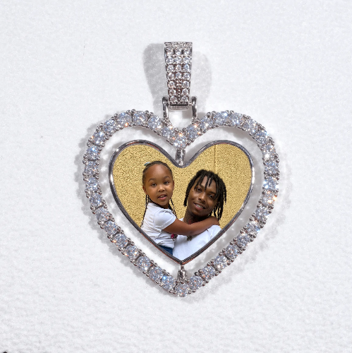 3D Spinning 2-Faced Heart Custom Picture Pendant