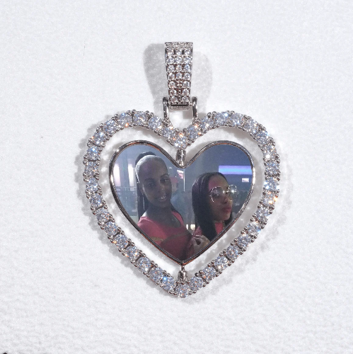 3D Spinning 2-Faced Heart Custom Picture Pendant