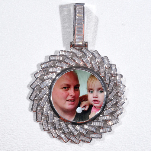 Large 3D Baguette Custom Picture Pendant