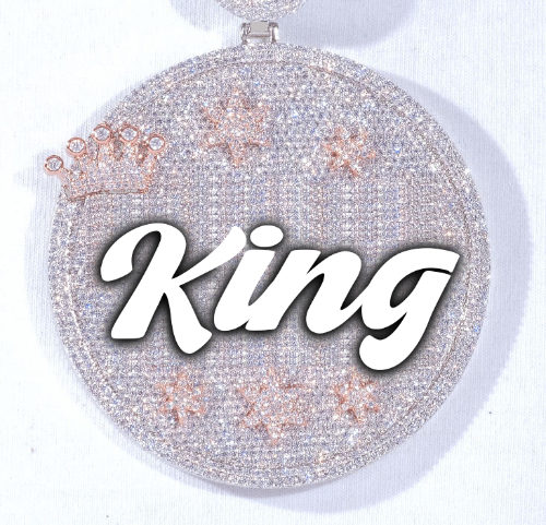 CUSTOM LETTER NECKLACE 3D BIG CROWN DISC