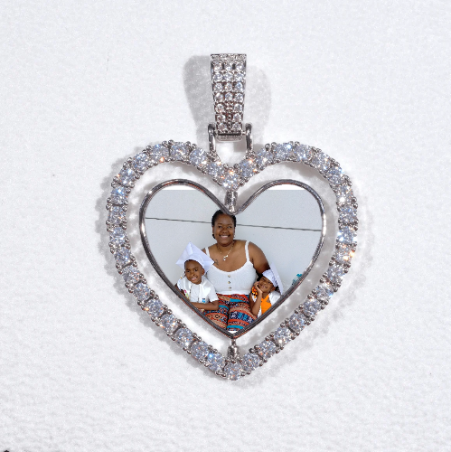 3D Spinning 2-Faced Heart Custom Picture Pendant