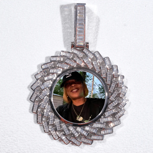 Large 3D Baguette Custom Picture Pendant