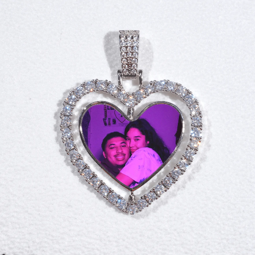 3D Spinning 2-Faced Heart Custom Picture Pendant