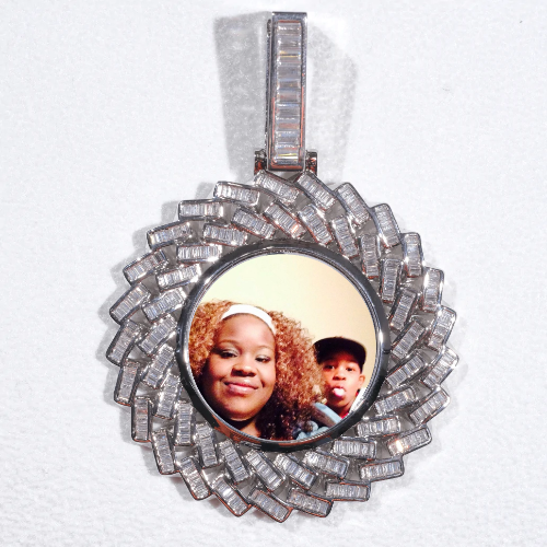 Large 3D Baguette Custom Picture Pendant