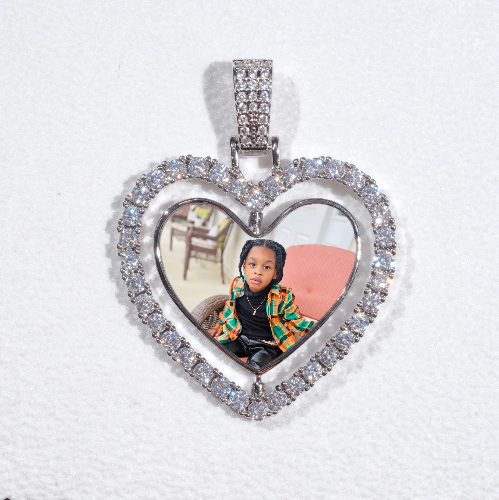 3D Spinning 2-Faced Heart Custom Picture Pendant