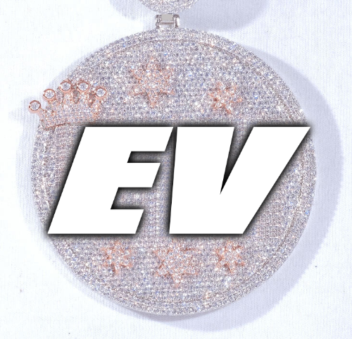 CUSTOM LETTER NECKLACE 3D BIG CROWN DISC