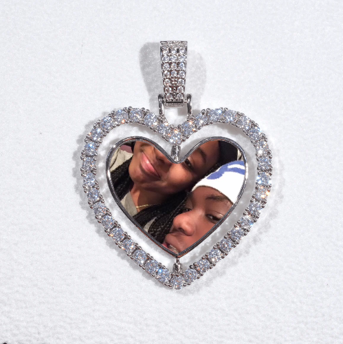 3D Spinning 2-Faced Heart Custom Picture Pendant