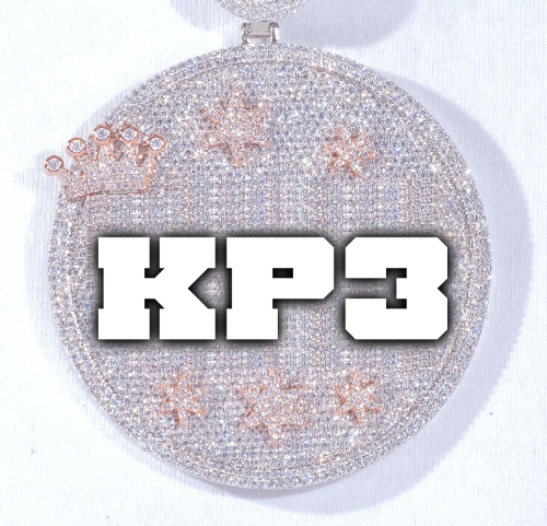 CUSTOM LETTER NECKLACE 3D BIG CROWN DISC