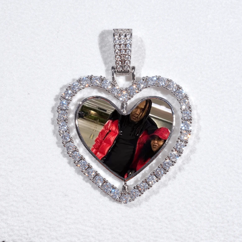 3D Spinning 2-Faced Heart Custom Picture Pendant