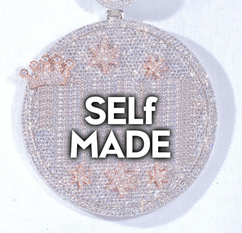 CUSTOM LETTER NECKLACE 3D BIG CROWN DISC