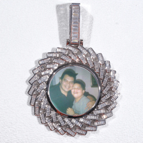 Large 3D Baguette Custom Picture Pendant