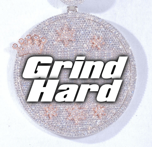 CUSTOM LETTER NECKLACE 3D BIG CROWN DISC