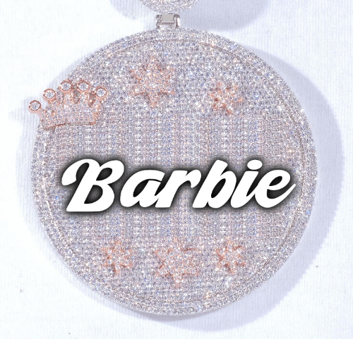 CUSTOM LETTER NECKLACE 3D BIG CROWN DISC