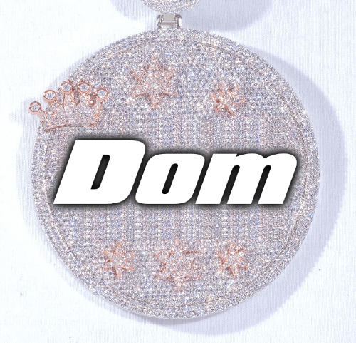 CUSTOM LETTER NECKLACE 3D BIG CROWN DISC