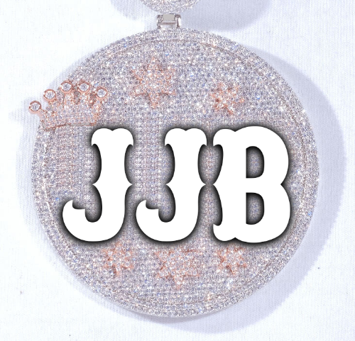 CUSTOM LETTER NECKLACE 3D BIG CROWN DISC