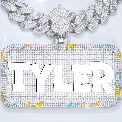 CUSTOM LETTER NECKLACE 3D COLORFUL SQUARE