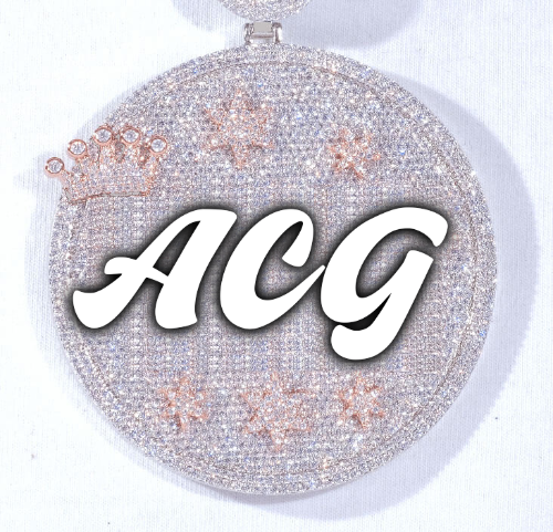 CUSTOM LETTER NECKLACE 3D BIG CROWN DISC