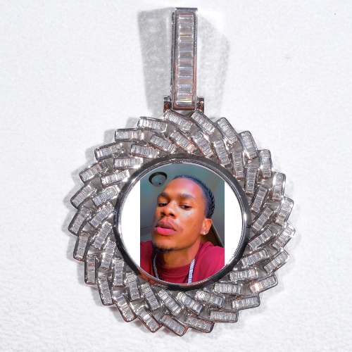 Large 3D Baguette Custom Picture Pendant