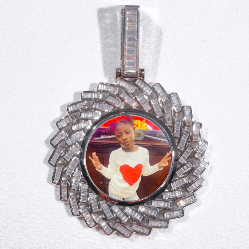 Large 3D Baguette Custom Picture Pendant