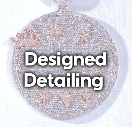 CUSTOM LETTER NECKLACE 3D BIG CROWN DISC