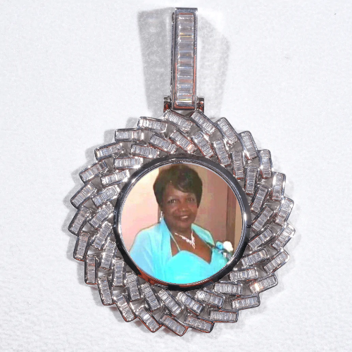 Large 3D Baguette Custom Picture Pendant