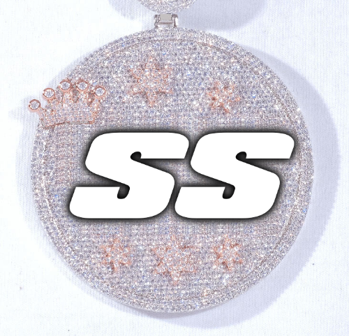 CUSTOM LETTER NECKLACE 3D BIG CROWN DISC