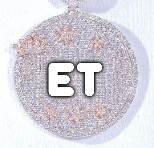 CUSTOM LETTER NECKLACE 3D BIG CROWN DISC