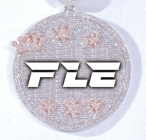 CUSTOM LETTER NECKLACE 3D BIG CROWN DISC