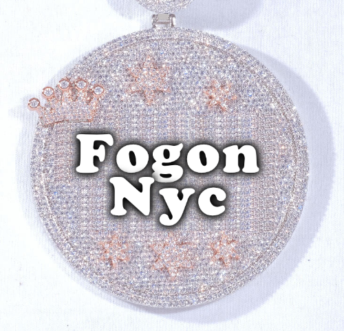 CUSTOM LETTER NECKLACE 3D BIG CROWN DISC
