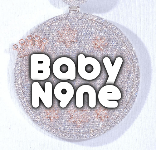 CUSTOM LETTER NECKLACE 3D BIG CROWN DISC