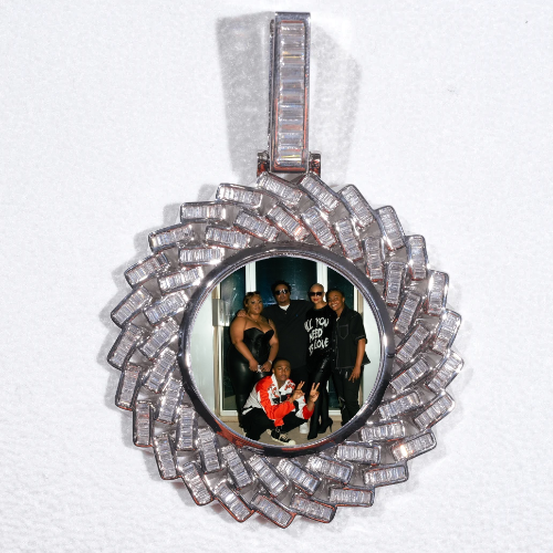 Large 3D Baguette Custom Picture Pendant