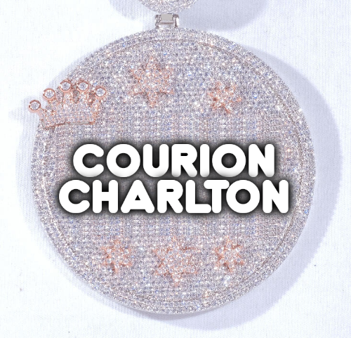 CUSTOM LETTER NECKLACE 3D BIG CROWN DISC