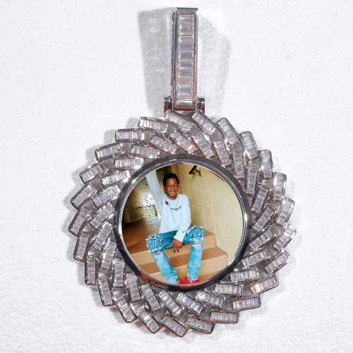 Large 3D Baguette Custom Picture Pendant