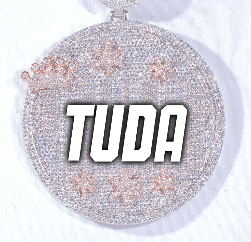 CUSTOM LETTER NECKLACE 3D BIG CROWN DISC