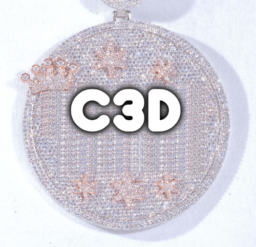 CUSTOM LETTER NECKLACE 3D BIG CROWN DISC