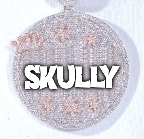 CUSTOM LETTER NECKLACE 3D BIG CROWN DISC