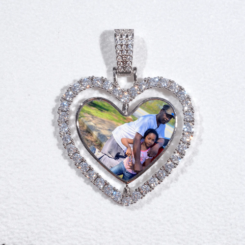 3D Spinning 2-Faced Heart Custom Picture Pendant