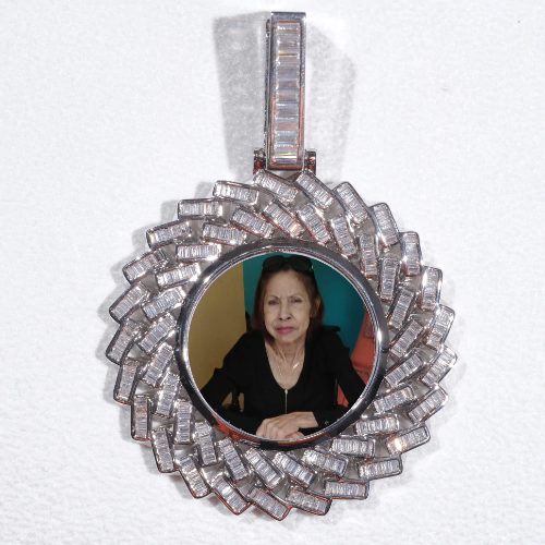 Large 3D Baguette Custom Picture Pendant