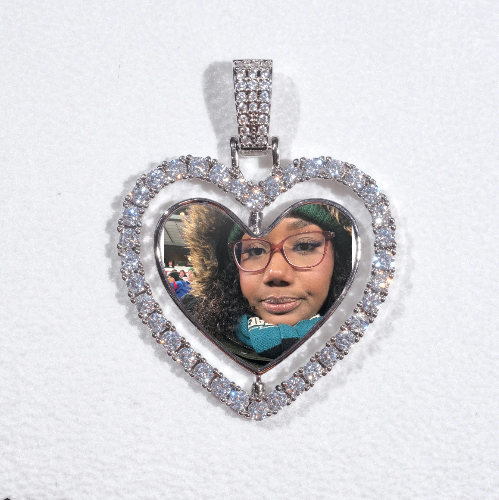 3D Spinning 2-Faced Heart Custom Picture Pendant