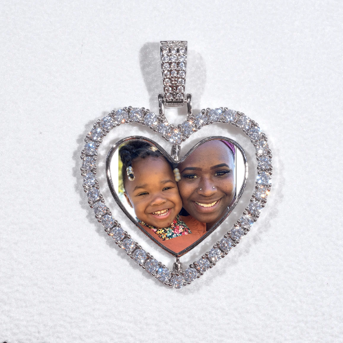 3D Spinning 2-Faced Heart Custom Picture Pendant