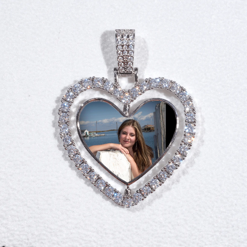 3D Spinning 2-Faced Heart Custom Picture Pendant