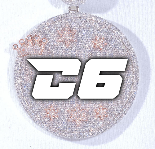CUSTOM LETTER NECKLACE 3D BIG CROWN DISC