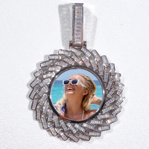 Large 3D Baguette Custom Picture Pendant