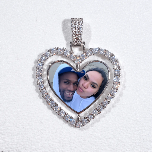 3D Spinning 2-Faced Heart Custom Picture Pendant