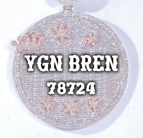 CUSTOM LETTER NECKLACE 3D BIG CROWN DISC
